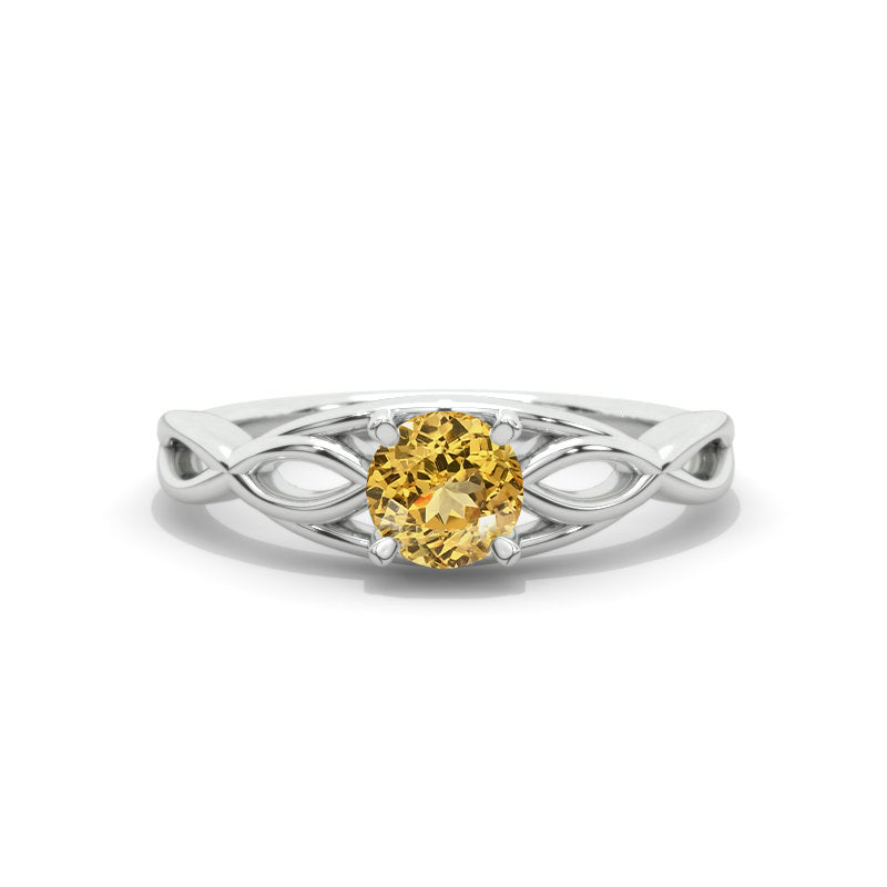 Celtic Genuine Yellow Citrine Gold Ring Model 4E-1