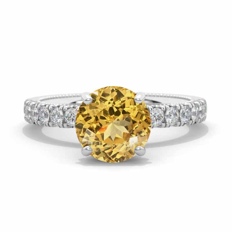Camilla 2.4 Carat Genuine Yellow Citrine Hidden Halo Engagement Ring Model 73