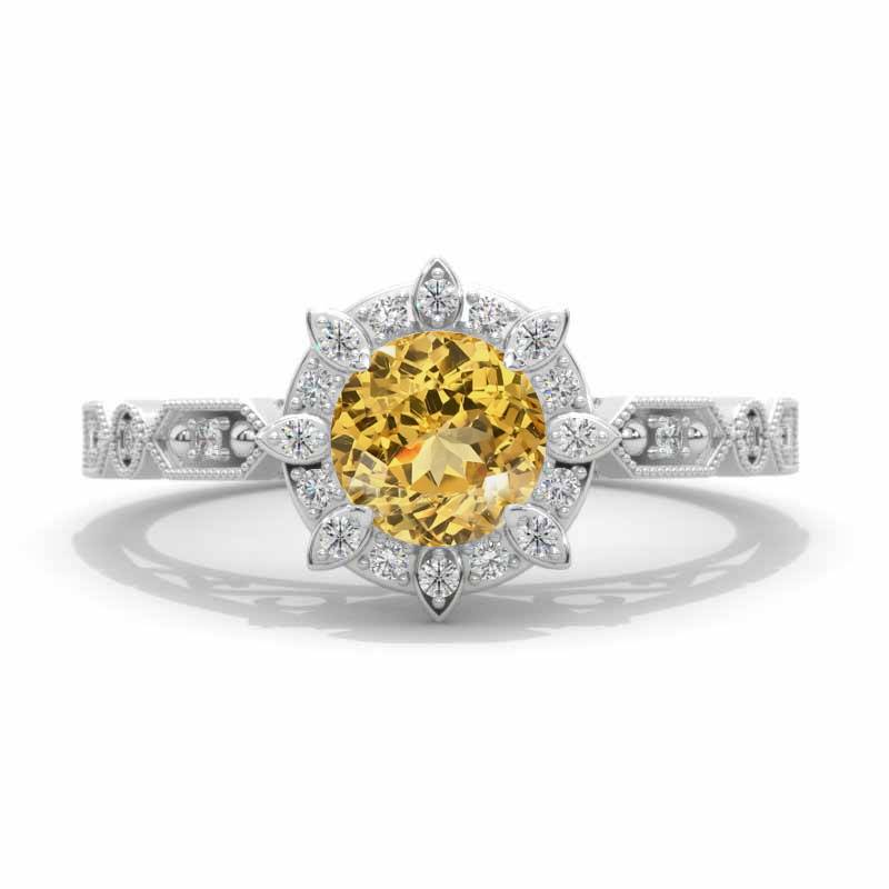 Adara Genuine Yellow Citrine Engagement Ring - Handmade engagement ring