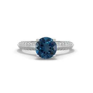 "Mercedes" 2.5 Carat Genuine London Blue Topaz Engagement Ring