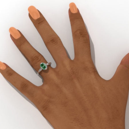 14K Gold Ring 7x9mm Oval Cut Green Moissanite Engagement Ring Anniversary Ring, Promise Ring, Gifts Promissory Ring Model 126-9x7mm