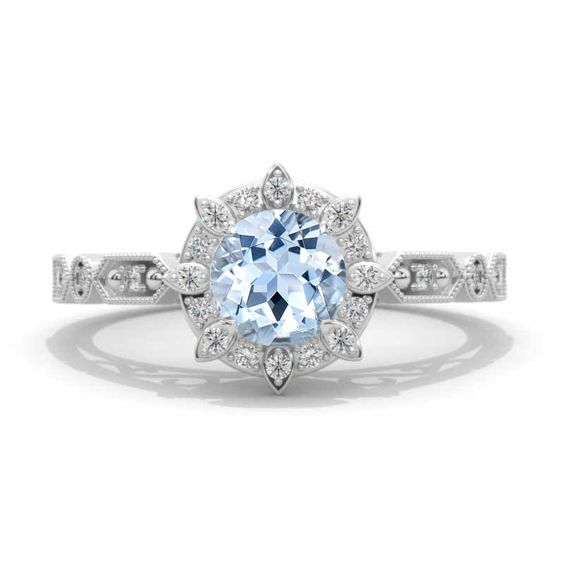 Adara Genuine Natural Aquamarine Engagement Ring