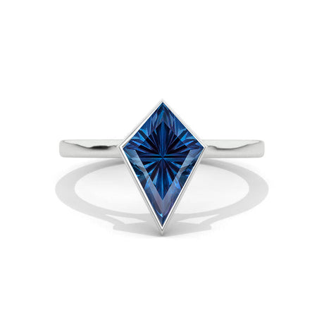 3 Carat Kite Fantasy Cut Lab-Grown Alexandrite Bezel Solitaire Engagement Ring in PT900 Platinum | Model 721-12x8