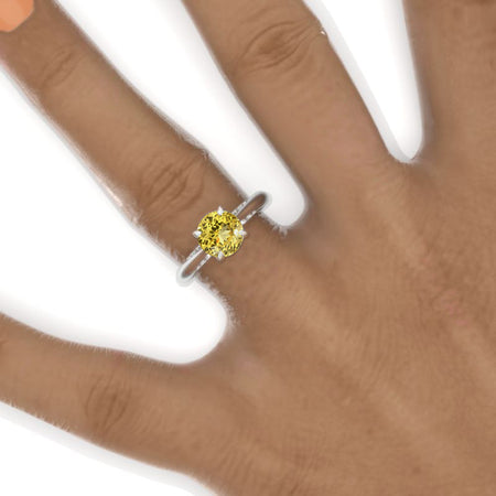 Round Celtic Yellow Sapphire Solitaire Gold Engagement Ring Model 1107