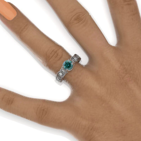Celtic Giliarto Green Moissanite Engagement Ring 14K Black Gold Model 1147