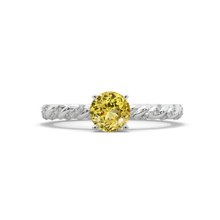 14K White Gold 6mm Round Yellow Sapphire 1/8 CTW Engagement Ring