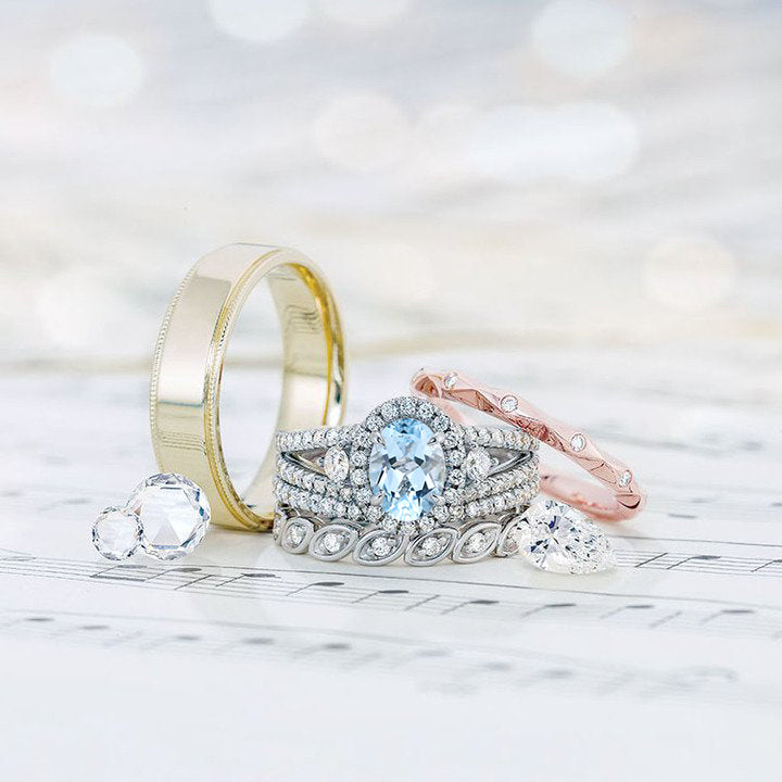 14K Yellow 7x5 mm Oval 3/8 CTW Genuine Natural Aquamarine Engagement Ring