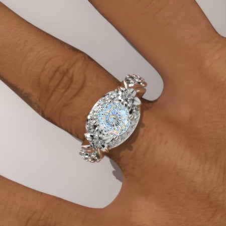 1.5 Carat Portuguese Cut LAB-Grown Diamond Gold Floral Engagement Ring Model 7