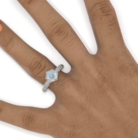 2 Carat Portuguese Cut LAB-Grown Diamond Floral  White Gold Engagement  Ring