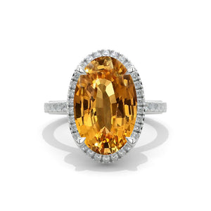 14K White Gold Oval Emerald Halo Cocktail Ring Model 405