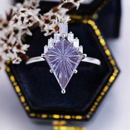 4 Carat Kite Fireworks Cut Alexandrite Halo Engagement Ring