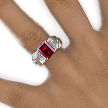 3 Carat Ruby Men's Art Deco  Wing Gold Ring