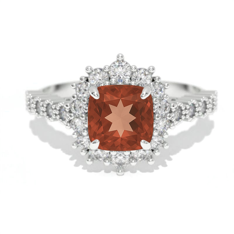 14K White Gold 1.2 Carat Cushion Zultanite Halo Engagement Ring