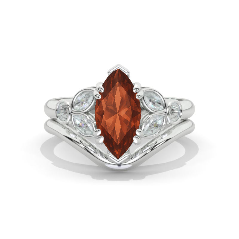 14K White Gold 1.5 Carat Marquise Cut Zultanite Halo Floral Engagement Ring Model 1277