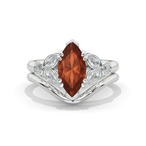14K White Gold 1.5 Carat Marquise Cut Zultanite Halo Floral Engagement Ring Model 1277