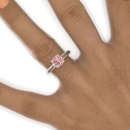 Round Celtic Peach Sapphire Solitaire Gold Engagement Ring Model 1107 