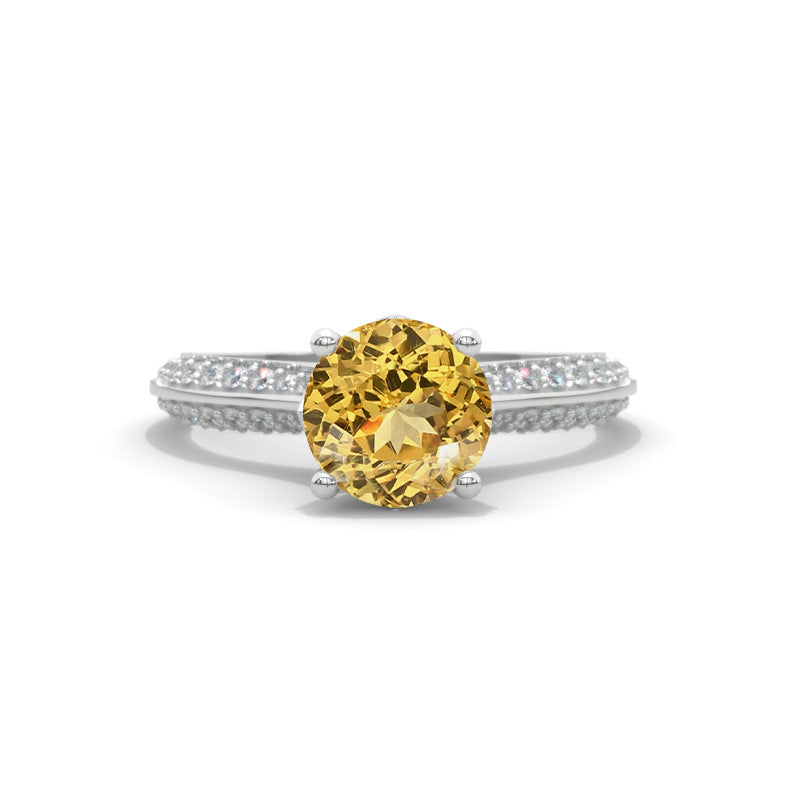"Mercedes" 2.5 Carat Genuine Yellow Citrine Engagement Ring Model 74