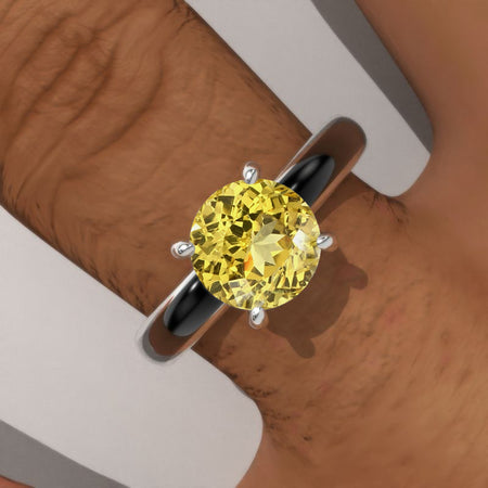 1 Carat Yellow Sapphire Gold Black Enamel Engagement Promissory Ring Model 140
