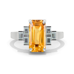 Classic 3 Carat Giliarto Genuine Yellow Citrine  Princess Cut Engagement Gold Ring 1170-8x8mm
