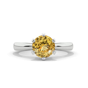 3 Carat Pear Genuine Yellow Citrine Engagement Ring 14K White Gold Ring Set Model 963-11x7mm