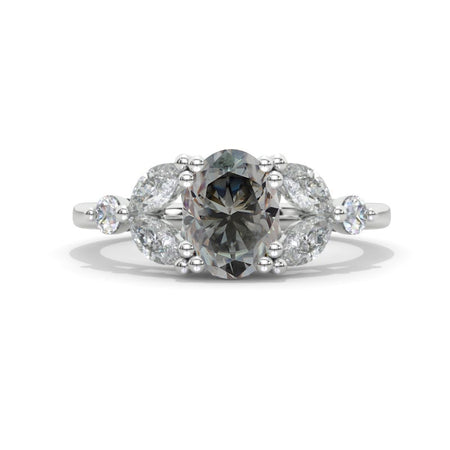 14K White Gold Engagement Ring with a 1.5 Carat Gray Moissanite