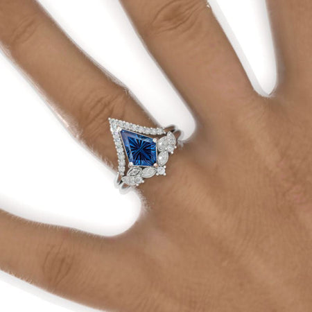 2.5 Carat Kite Fantasy Cut Alexandrite Halo 14K White Gold Engagement Ring