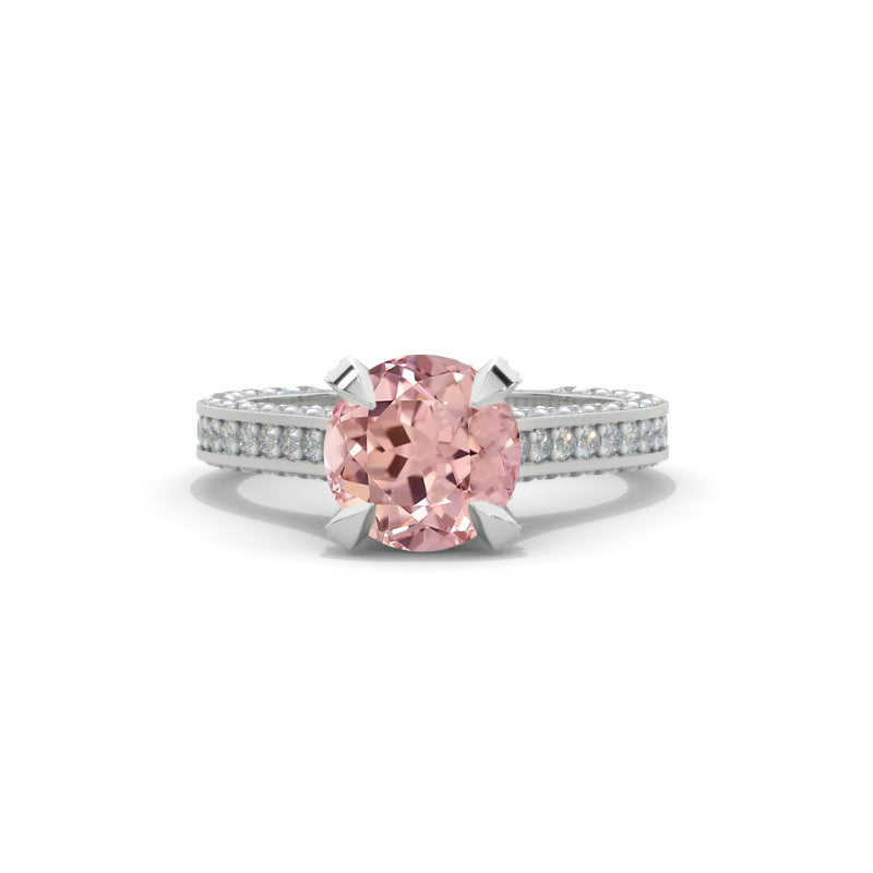 3.2 Carat Peach Sapphire Engagement Ring