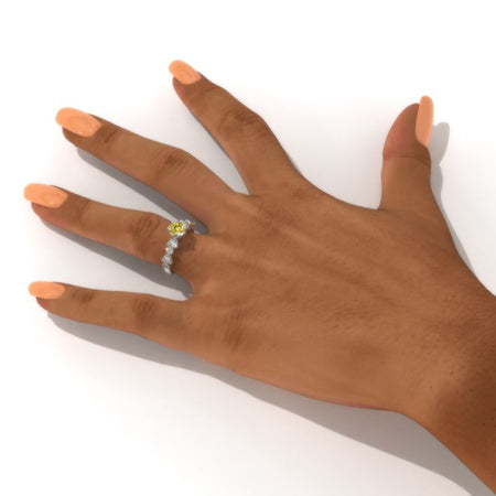 1.0 Carat Yellow Sapphire Trillion Accents Gold Engagement Ring