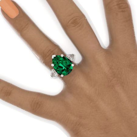 5.5 Pear Cut Emerald White Gold Engagement Ring Model 568-12x9