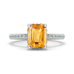 Classic 3 Carat Giliarto Genuine Yellow Citrine  Princess Cut Engagement Gold Ring 1170-8x8mm