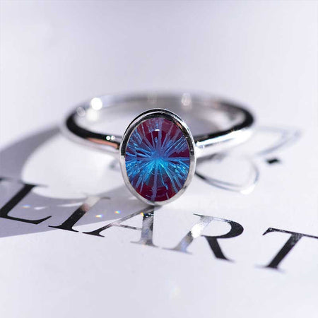 3 Carat Oval Giliarto Fireworks Cut Alexandrite Bezel Set Engagement Ring