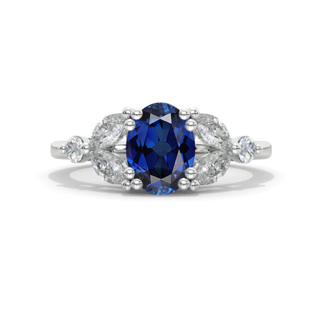 14K White Gold Engagement Ring with a 1.5 Carat Royal Blue Sapphire