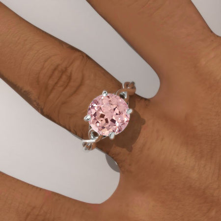 3.0 Carat Peach Sapphire Lattice White Gold Engagement Ring Model 153
