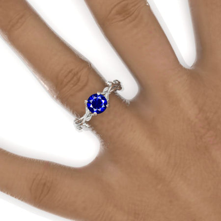Floral Celtic Royal Blue Sapphire Gold Ring Model 995
