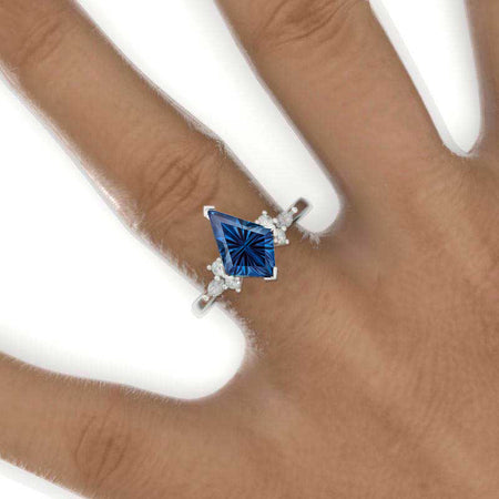 3 Carat Kite Fantasy Cut Lab-Grown Alexandrite Engagement Ring in 14K White Gold | Model 734-12x8