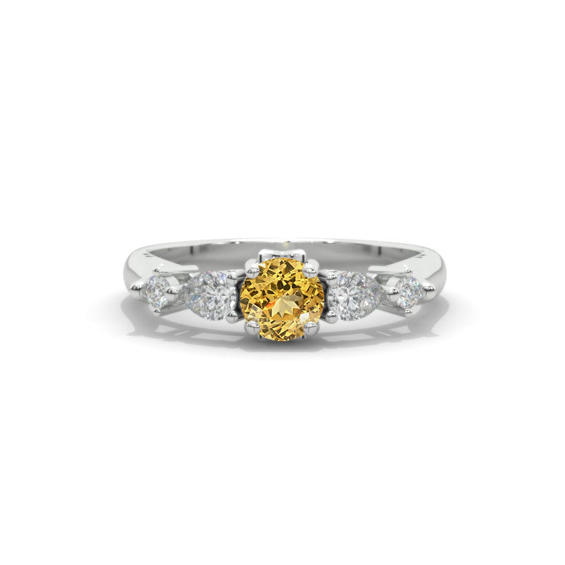 1.0 CTW Genuine Yellow Citrine Gold Engagement Ring Model 94