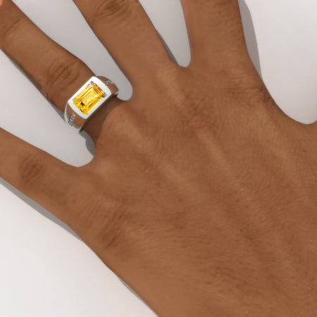 2 Carat Yellow Sapphire Men's Gold Ring. Model-13
