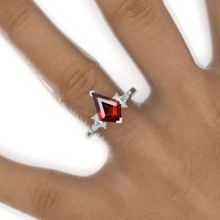 2.5 Carat Kite Shield Ruby Engagement Ring. 2.5CT Fancy Shape Ruby Ring