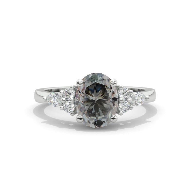 3 Carat Oval Giliarto Gray Moissanite Engagement Ring
