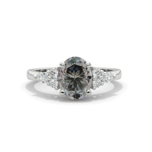 3 Carat Oval Giliarto Gray Moissanite Engagement Ring