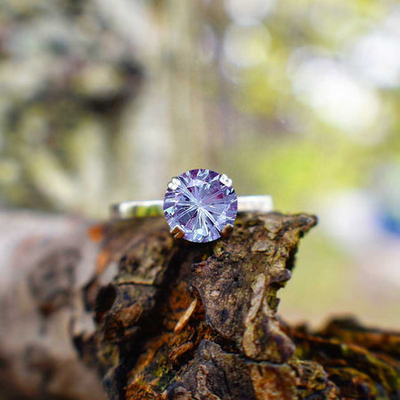 2.0 Carat Fireworks Cut Alexandrite Stone 10K White Gold Ring