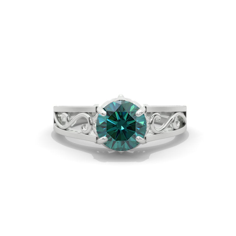 Ascella 2.6 Carat Green Moissanite White Gold Engagement Ring