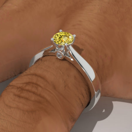 1 Carat Yellow Sapphire Solitaire White Gold Engagement Ring Model- 1348