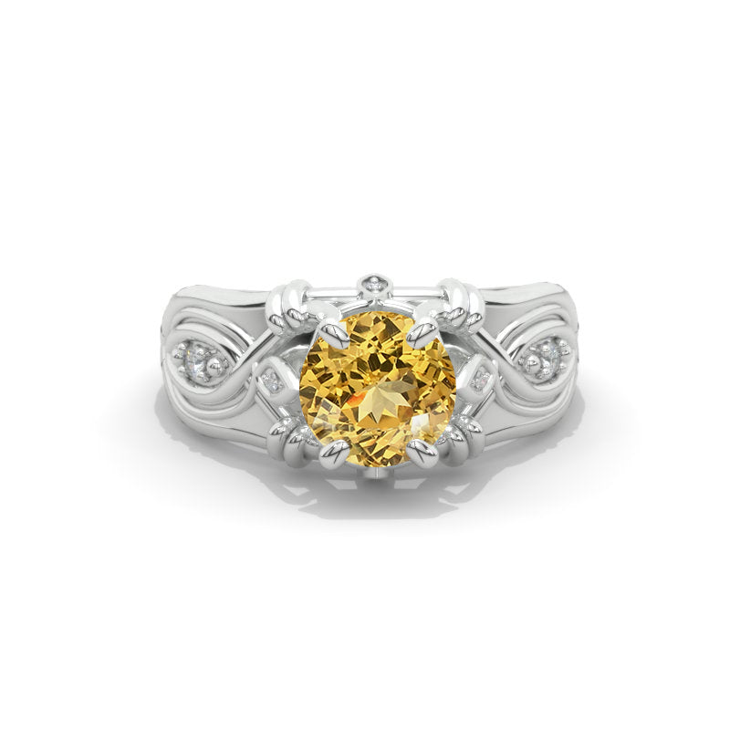 2.0 Carat Genuine Yellow Citrine New York Engagement Ring