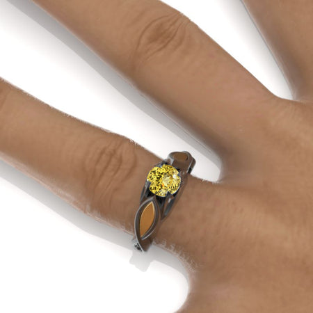 14K Black and Yellow Gold Yellow Sapphire Celtic Moissanite Engagement Ring Model 139-6