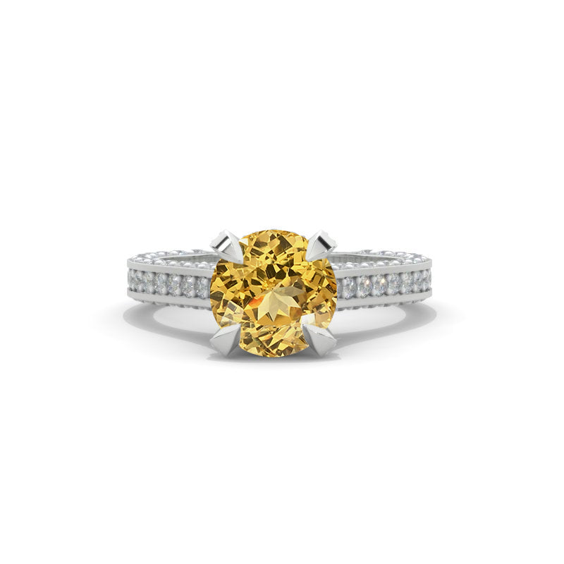 3.2 Carat Genuine Yellow Citrine Engagement Ring