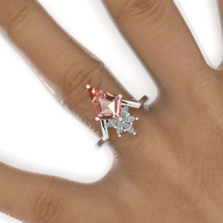 2.5 Carat Kite Peach Sapphire Engagement Ring. 2.5CT Fancy Shape Peach Sapphire Ring Model 773-12x8