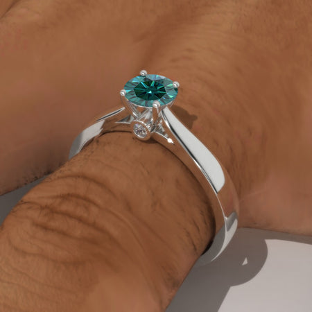 1 Carat Giliarto Green Moissanite Solitaire White Gold Engagement Ring Model- 1348