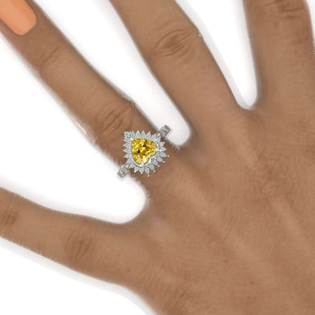 Heart Knot Double Halo Yellow Sapphire 14K Gold Yellow Sapphire Floral Engagement Ring Model 1209