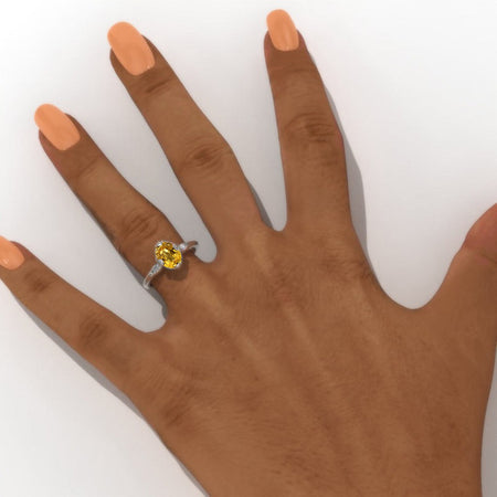 14K Gold Ring 7x9mm Oval Cut Yellow Sapphire Engagement Ring Anniversary Ring, Promise Ring, Gifts Promissory Ring Model 126-9x7mm